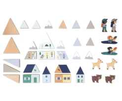 Clearance 35 Bloques de Madera Valle Nevado Cross Roads Niños Juguetes Para Niños De 18 Meses|Juguetes Niños 3 Años