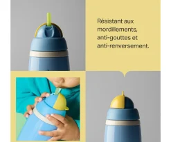 Botellas De Plástico^Tommee tippee 2 Botellas Isotérmicas Antigoteo con Pajita Amarillo/Azul Pastel 266ml