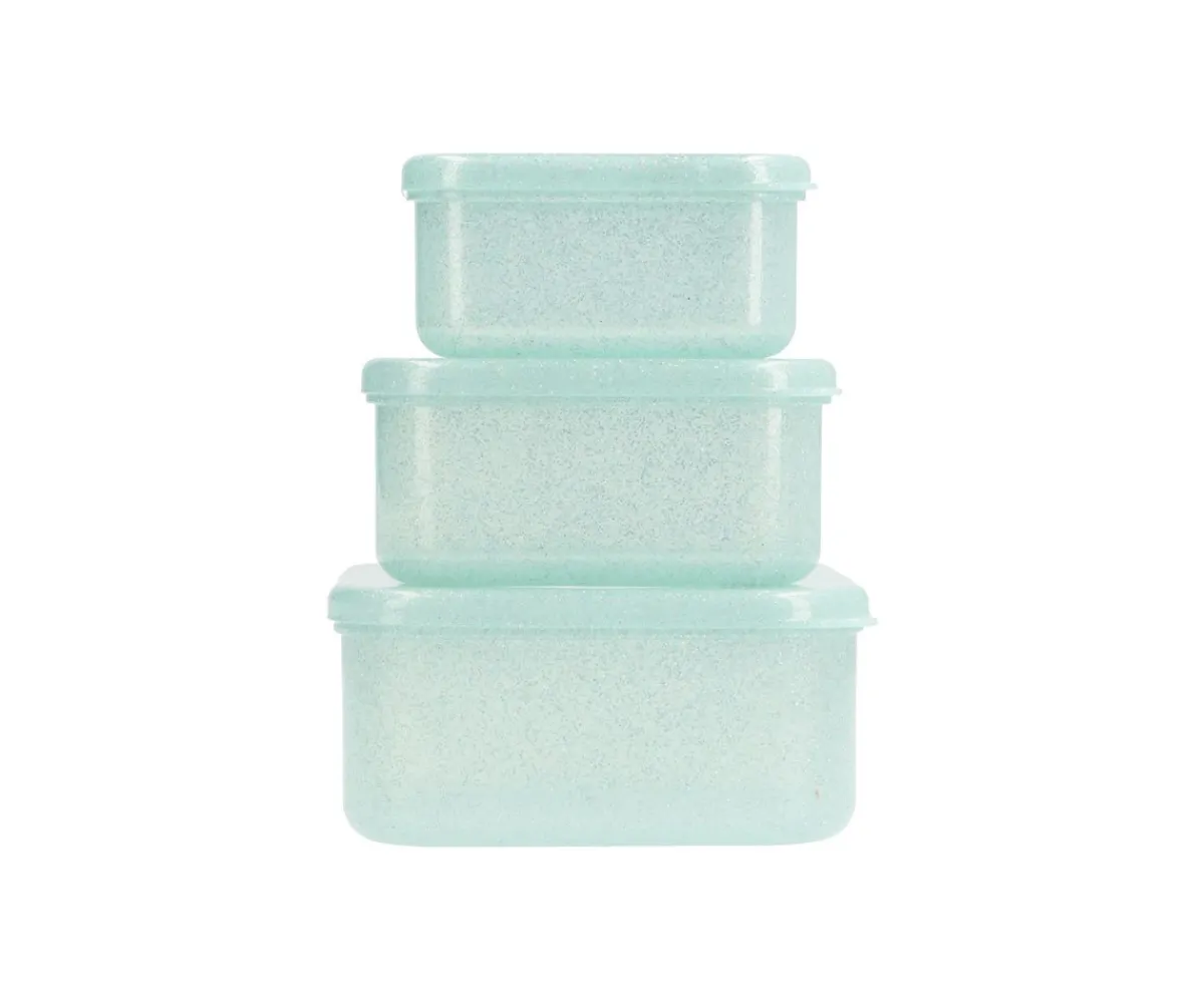 Best 3 Cajas Almuerzo Aqua Glitter Turquoise Cajas De Almuerzo|Fiambreras Infantiles