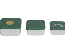 Discount 3 Cajitas Almuerzo Acero Happy Smile Cajas De Almuerzo|Fiambreras Infantiles