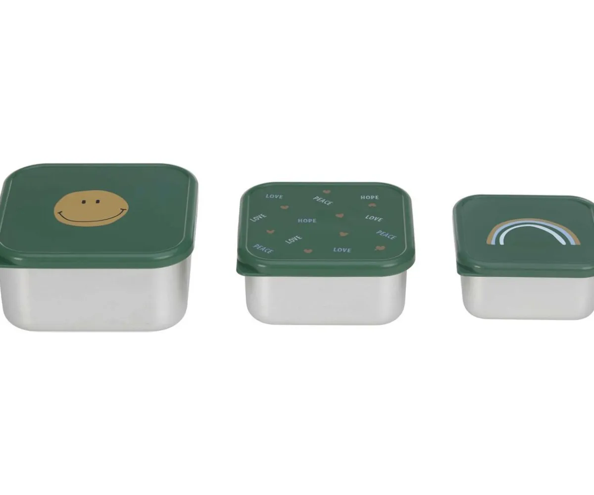 Discount 3 Cajitas Almuerzo Acero Happy Smile Cajas De Almuerzo|Fiambreras Infantiles