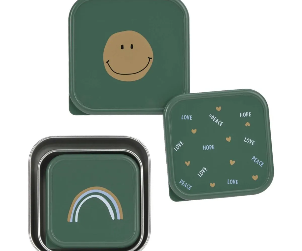Discount 3 Cajitas Almuerzo Acero Happy Smile Cajas De Almuerzo|Fiambreras Infantiles