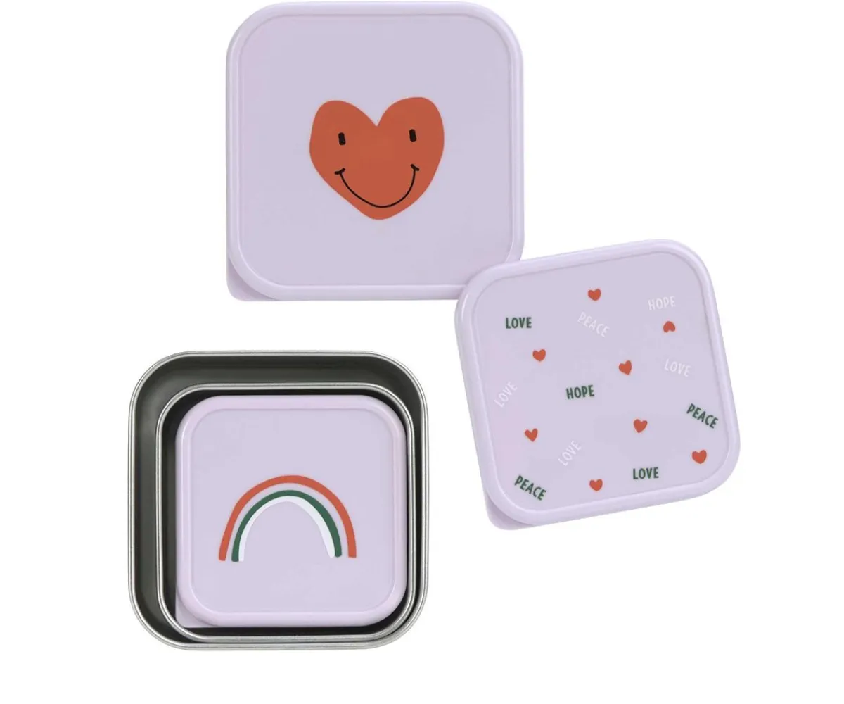 Cajas De Almuerzo^Lassig 3 Cajitas Almuerzo Acero Happy Lavender