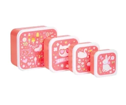 Fiambreras Infantiles^A Little Lovely Company 4 Cajitas Almuerzo y Snacks Fun