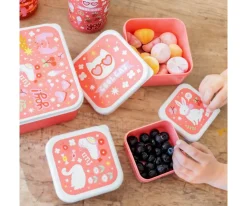 Fiambreras Infantiles^A Little Lovely Company 4 Cajitas Almuerzo y Snacks Fun