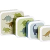 Fiambreras Infantiles^A Little Lovely Company 4 Cajitas Almuerzo y Snacks Dinosaurios