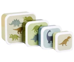 Fiambreras Infantiles^A Little Lovely Company 4 Cajitas Almuerzo y Snacks Dinosaurios