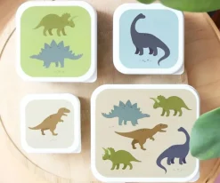 Fiambreras Infantiles^A Little Lovely Company 4 Cajitas Almuerzo y Snacks Dinosaurios