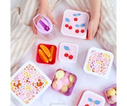 Best 4 Cajitas Almuerzo y Snacks Cherries Fiambreras Infantiles|Cajas De Almuerzo
