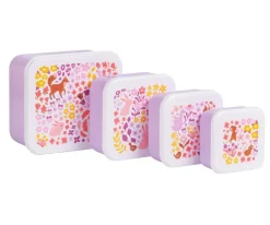 Fiambreras Infantiles^A Little Lovely Company 4 Cajitas Almuerzo y Snacks Flowers Garden