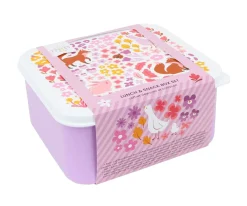 Fiambreras Infantiles^A Little Lovely Company 4 Cajitas Almuerzo y Snacks Flowers Garden
