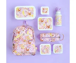 Fiambreras Infantiles^A Little Lovely Company 4 Cajitas Almuerzo y Snacks Flowers Garden