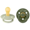 Chupetes Con Diseños^BIBS 2 Chupetes Colour Round Holiday Leaf Sage/Hunter Green