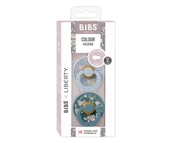 Chupetes Con Diseños^Bibs Liberty 2 Chupetes BIBS Colour Round Liberty Capel Dusty Blue Mix