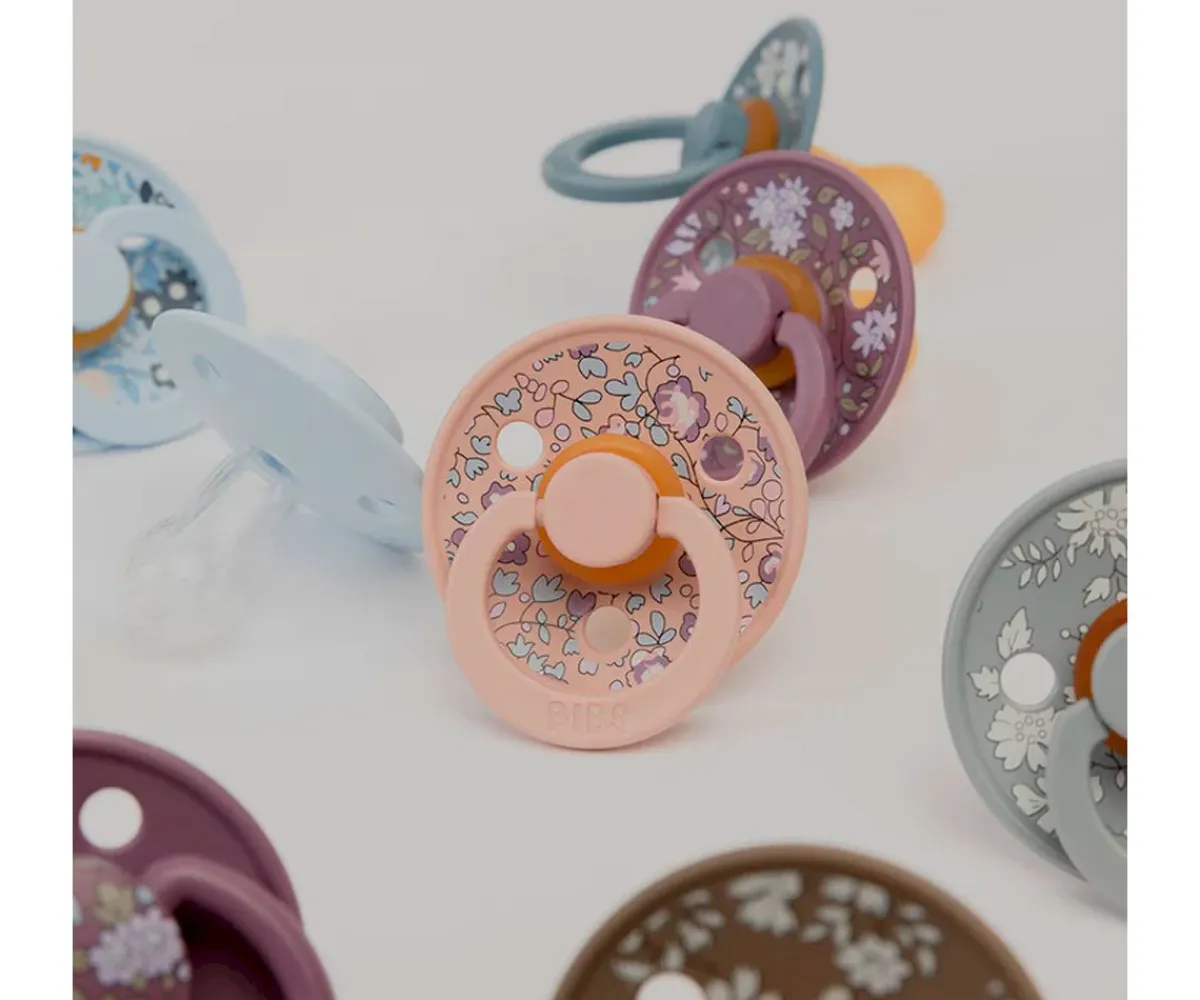 Chupetes Con Diseños^Bibs Liberty 2 Chupetes BIBS Colour Round Liberty Capel Fossil Grey Mix