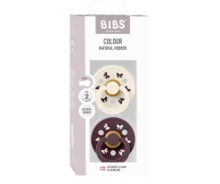 Chupetes Con Diseños^BIBS 2 Chupetes Colour Round Holiday Bow Ivory/Plum