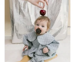 Chupetes Con Diseños^BIBS 2 Chupetes Colour Round Holiday Bow Ivory/Plum