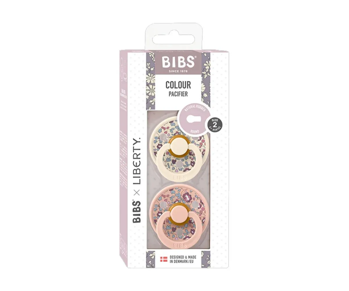 Chupetes Con Diseños^Bibs Liberty 2 Chupetes BIBS Colour Round Liberty Eloise Blush Mix