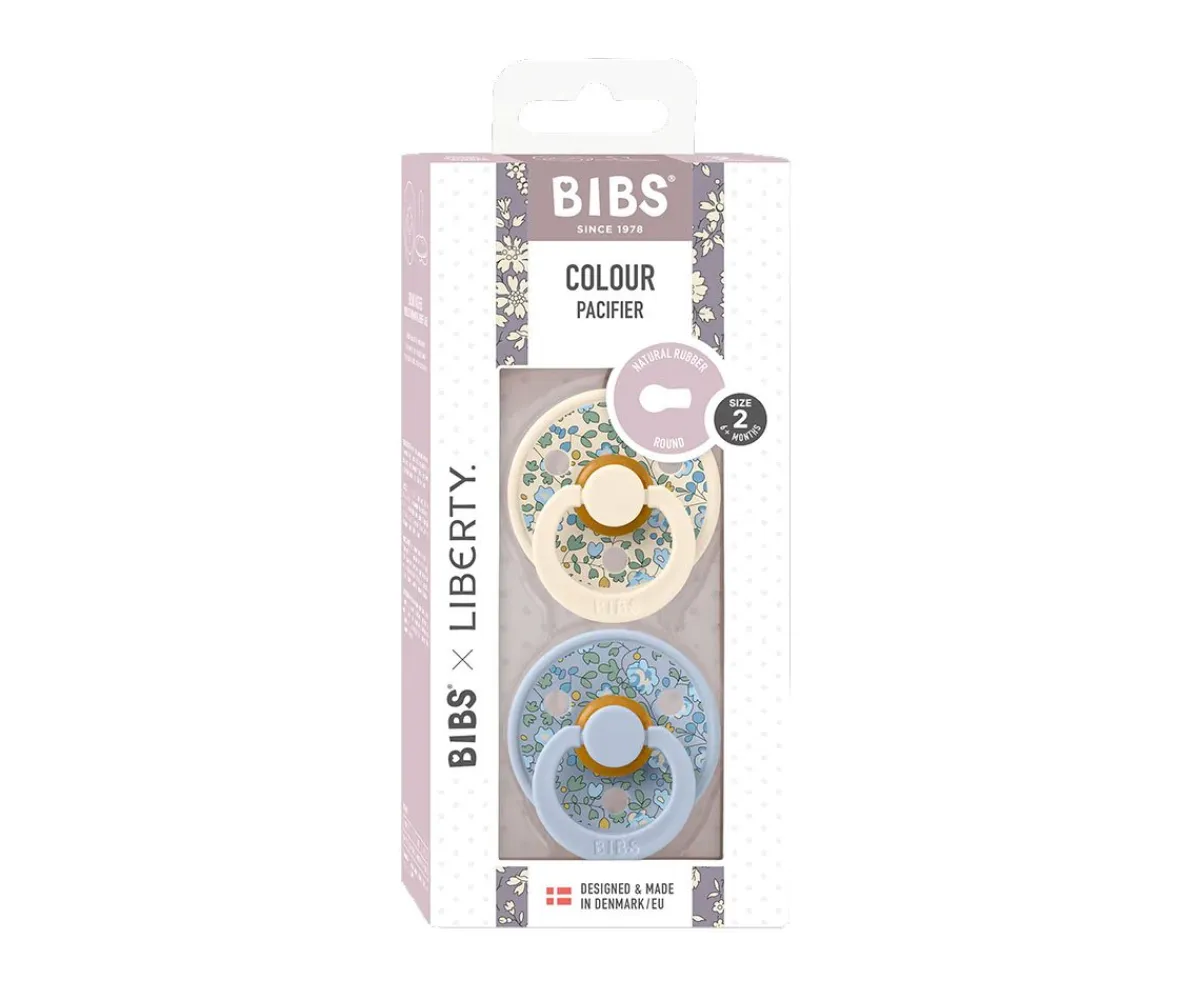 Chupetes Con Diseños^Bibs Liberty 2 Chupetes BIBS Colour Round Liberty Eloise Dusty Blue Mix