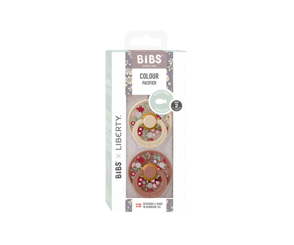 Chupetes Con Diseños^Bibs Liberty 2 Chupetes BIBS Colour Simétrica Liberty Chamomile Lawn Vainilla/Woodchuck Mix