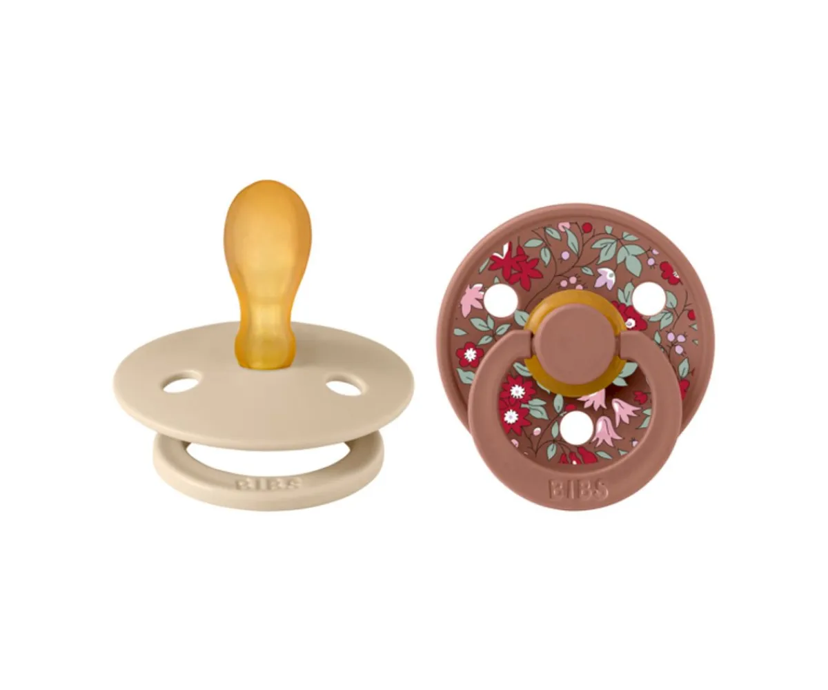Chupetes Con Diseños^Bibs Liberty 2 Chupetes BIBS Colour Simétrica Liberty Chamomile Lawn Vainilla/Woodchuck Mix