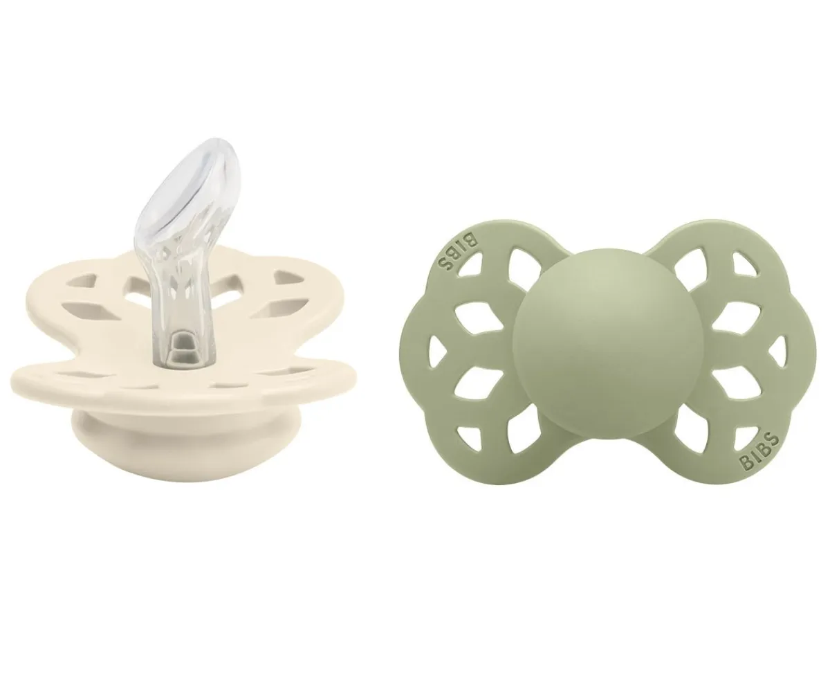 Chupetes Con Diseños^BIBS 2 Chupetes Infinity Anatómica Ivory/Sage