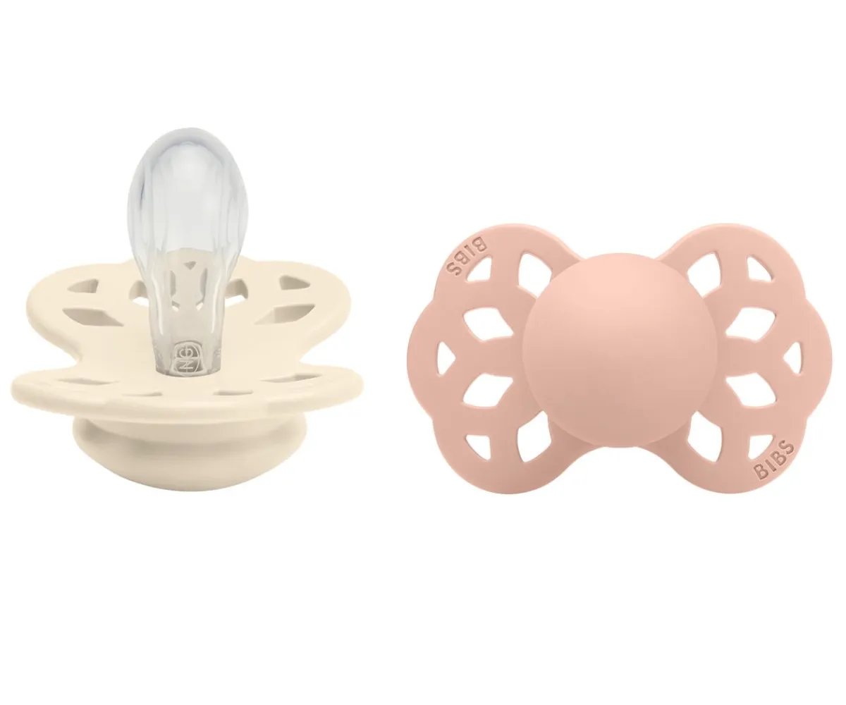 Chupetes Con Diseños^BIBS 2 Chupetes Infinity Simétrica Ivory/Blush
