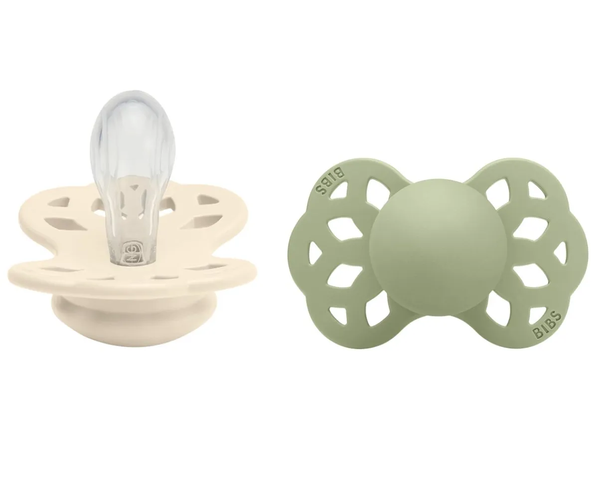 Chupetes Con Diseños^BIBS 2 Chupetes Infinity Simétrica Ivory/Sage
