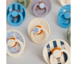 Chupetes Con Diseños^BIBS 2 Chupetes Studio Colour Round Pin Ivory Steel Blue Mix