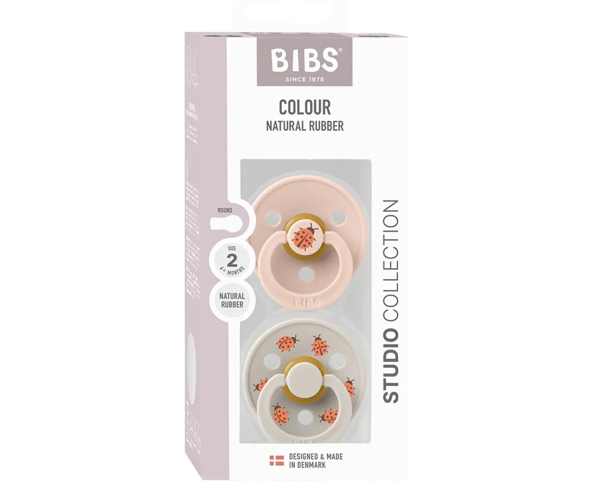 Chupetes Con Diseños^BIBS 2 Chupetes Studio Colour Round Ladybug Blush Mix