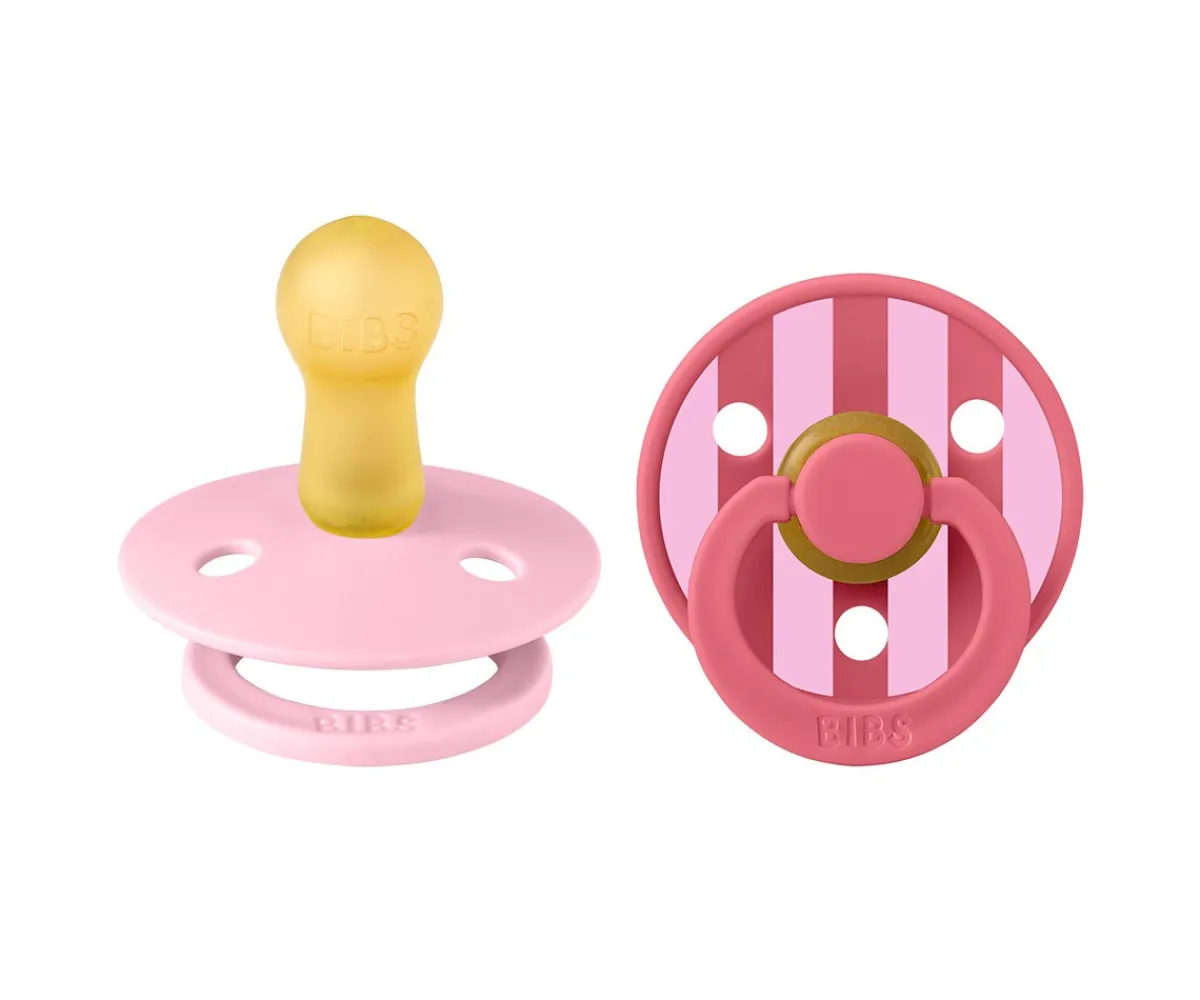 Chupetes Con Diseños^BIBS 2 Chupetes Studio Colour Round Block Baby Pink Coral Mix