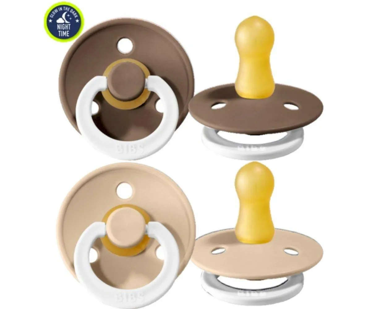 Chupetes Con Diseños^BIBS 2 Chupetes Nocturnos Colour Round Vainilla/Dark Oak