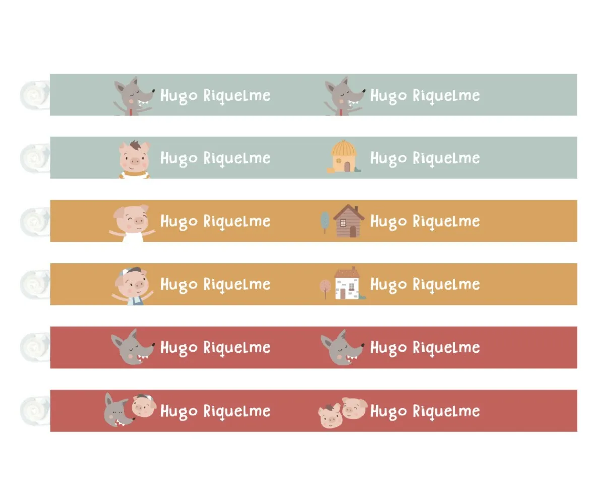 6 Cintas para Colgar Ropa The Three Little Pigs Personalizables Cintas Marca Prendas|Colecciones Vuelta Al Cole