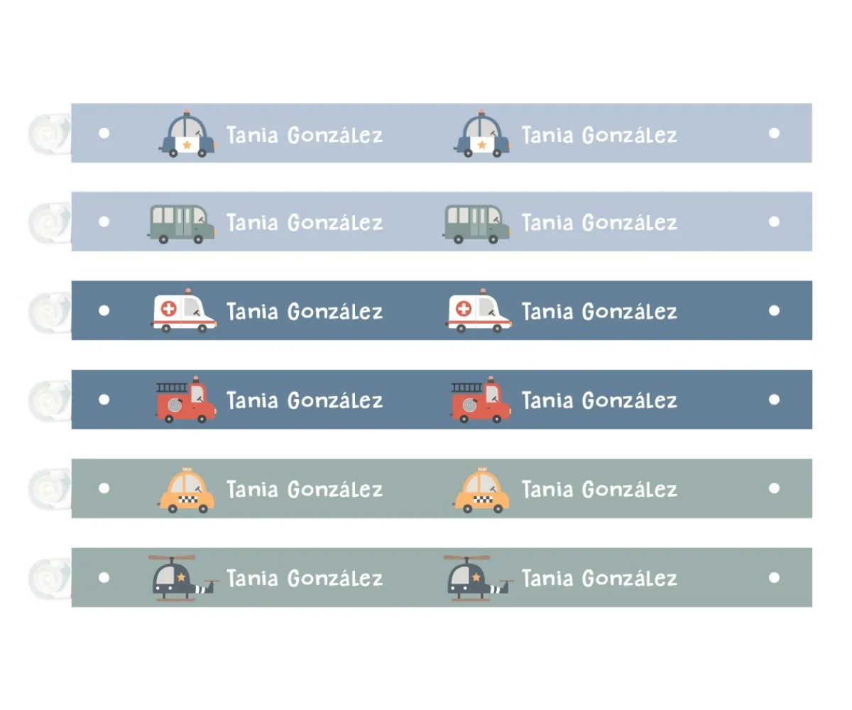 Colecciones Vuelta Al Cole^Tutete 6 Cintas para Colgar Ropa City Cars Personalizables