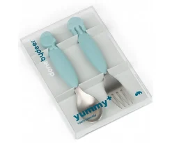 Cubiertos Infantiles^Done by Deer 2 Cubiertos Antideslizantes Yummyplus Sea Friends Azul