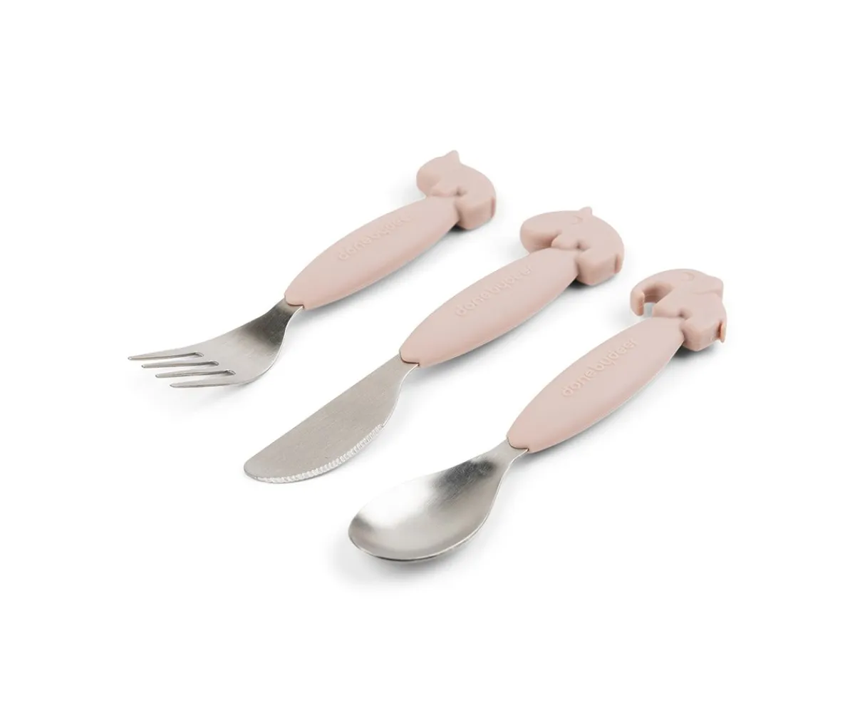 Cubiertos Infantiles^Done by Deer 3 Cubiertos Antideslizantes Deer Friends Powder