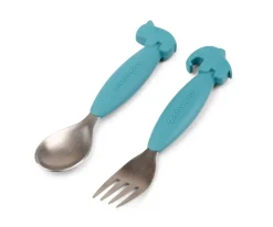 Cubiertos Infantiles^Done by Deer 2 Cubiertos Antideslizantes Deer Friends Azul