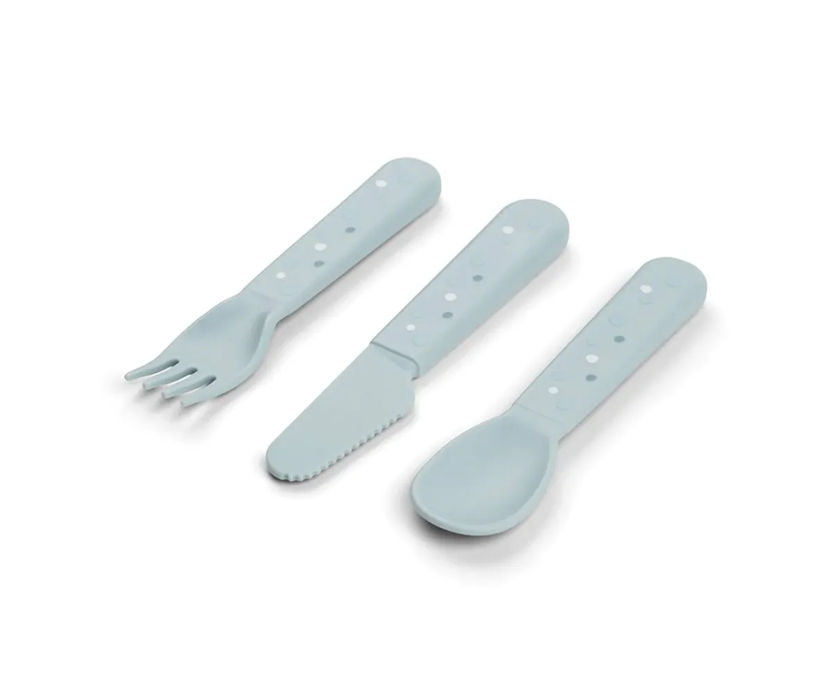 Cubiertos Infantiles^Done by Deer 3 Cubiertos Happy Dots Blue