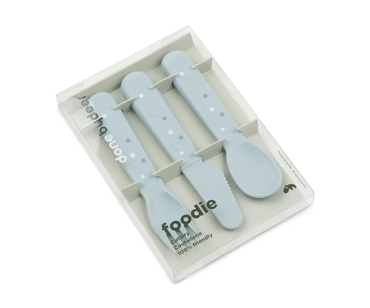 Cubiertos Infantiles^Done by Deer 3 Cubiertos Happy Dots Blue