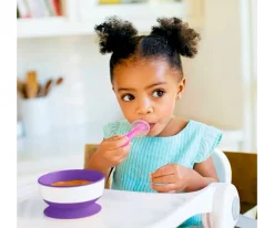 Clearance 2 Cucharas Silicona Aprendizaje Gentle Rosa/Morado Baby Led Weaning|Cubiertos Infantiles
