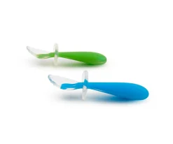 2 Cucharas Silicona Aprendizaje Gentle Verde/Azul Baby Led Weaning|Cubiertos Infantiles