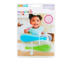 2 Cucharas Silicona Aprendizaje Gentle Verde/Azul Baby Led Weaning|Cubiertos Infantiles