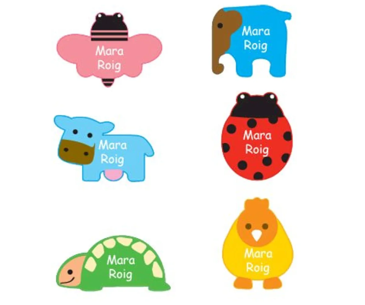 Etiquetas Personalizadas^Tutete 6 Etiquetas para Ropa Animales siluetas