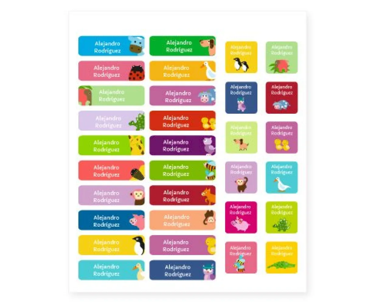 Etiquetas Personalizadas^Tutete 32 Etiquetas para Ropa Animales