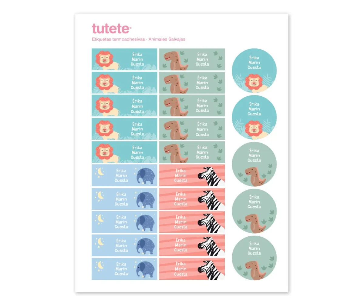 Etiquetas Personalizadas^Tutete 25 Etiquetas para Ropa Animales Salvajes