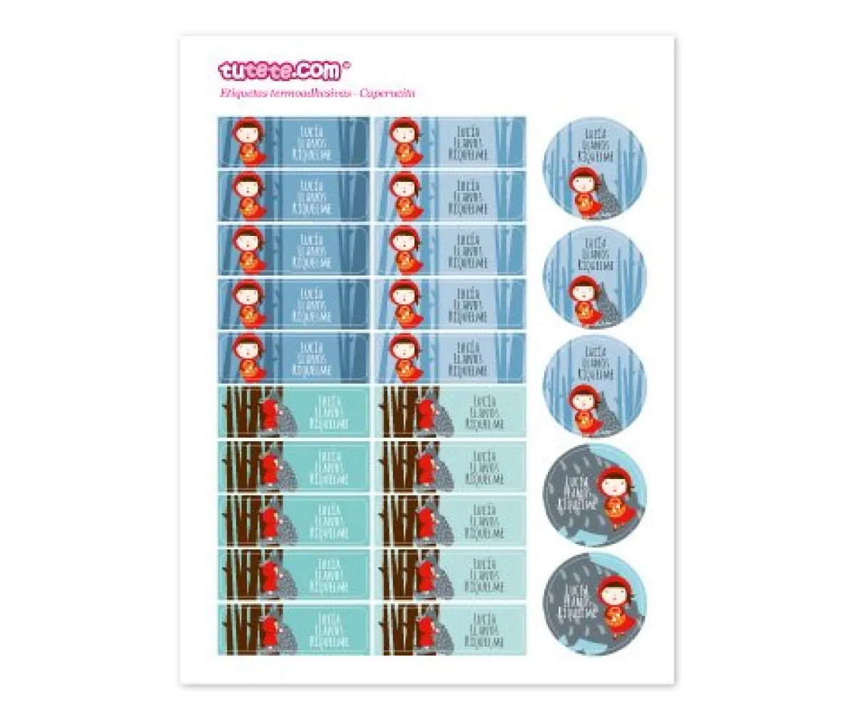 Etiquetas Personalizadas^Tutete 25 Etiquetas para Ropa Caperucita