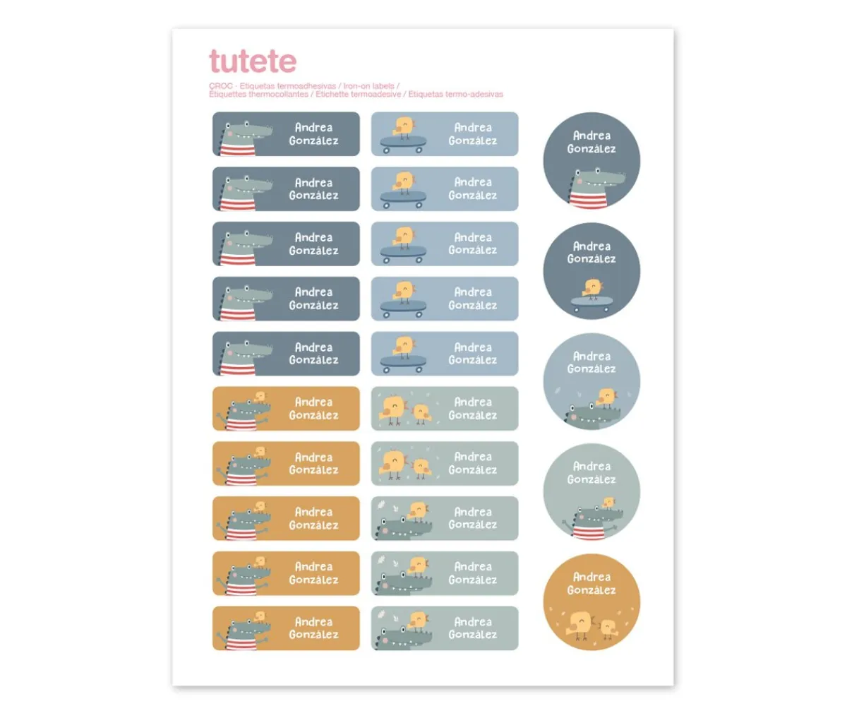 Colecciones Vuelta Al Cole^Tutete 25 Etiquetas para Ropa Croc