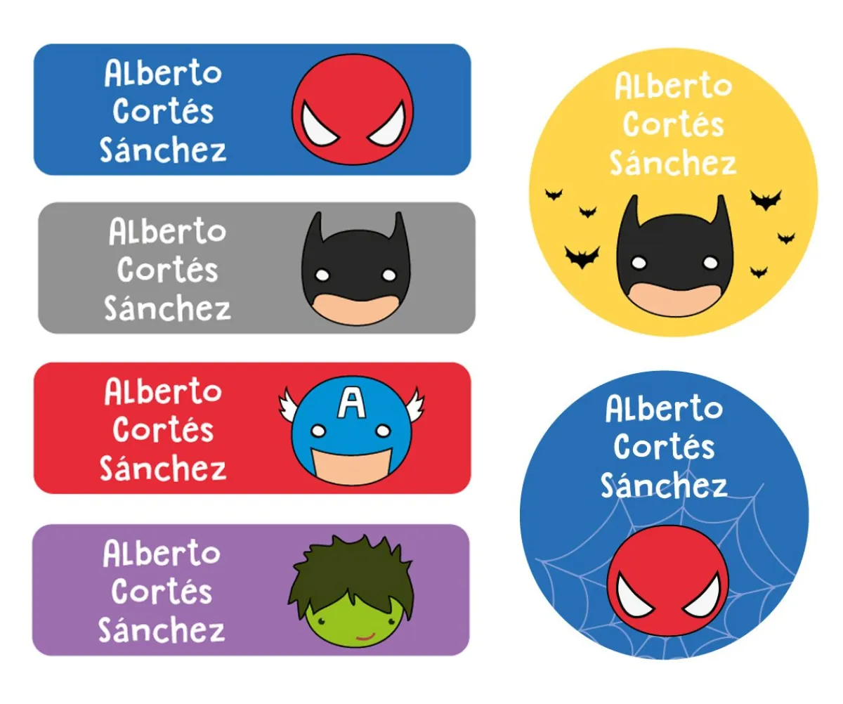 Etiquetas Personalizadas^Tutete 25 Etiquetas para Ropa Héroes