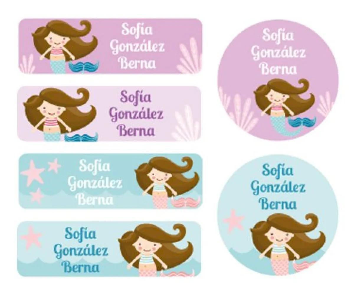 Etiquetas Personalizadas^Tutete 25 Etiquetas para Ropa Sirena