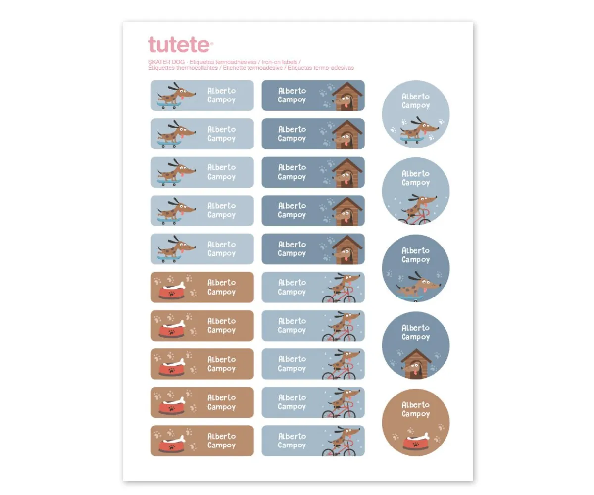 Discount 25 Etiquetas para Ropa Skater Dog Colecciones Vuelta Al Cole|Etiquetas Personalizadas